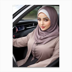 Absolute Reality V16 A Beautiful Woman Wearing A Hijab Drives 0 Canvas Print