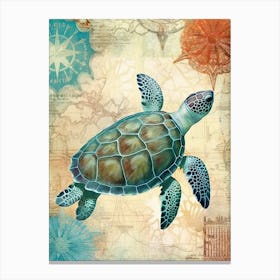 Beach House Sea Turtle  1 Canvas Print