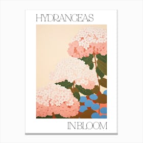 Hydrangeas In Bloom Flowers Bold Illustration 4 Canvas Print