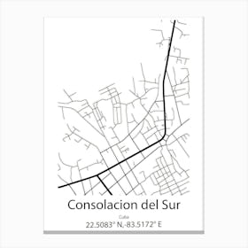 Consolacion Del Sur,Cuba Minimalist Map Canvas Print