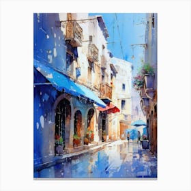 Watercolor Of A Street Canvas Print