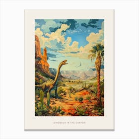 Dinosaur In The Canyon Desert Painting Poster Canvas Print