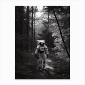 Astronaut Walking In The Woods Black And White Photo Canvas Print