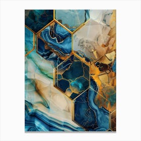 Abstract Blue And Gold Marble Wall Art Canvas Print