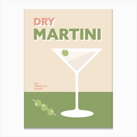 Martini Cocktail Colourful Green And Pink Wall Canvas Print