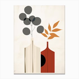 Two Vases With Leaves Canvas Print