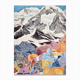 Cho Oyu Nepal 3 Colourful Mountain Illustration Canvas Print