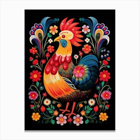 Folk Bird Illustration Chicken 1 Canvas Print