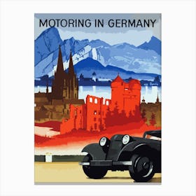 Germany By Car, Vintage Travel Poster Canvas Print