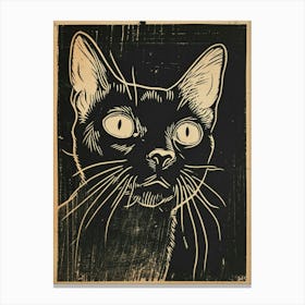 Abyssinian Cat Linocut Blockprint 5 Canvas Print