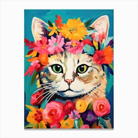 Munchkin Cat With A Flower Crown Painting Matisse Style 4 Canvas Print