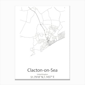 Clacton On Sea,United Kingdom Minimalist Map Canvas Print