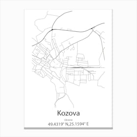 Kozova,Ukraine Minimalist Map Canvas Print