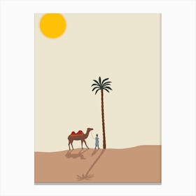 Camel In The Desert Canvas Print