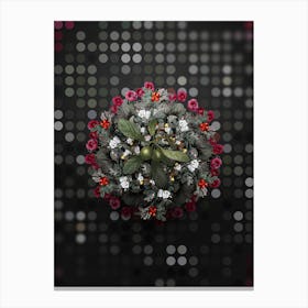 Vintage Crabapple Floral Wreath on Dot Bokeh Pattern n.0161 Canvas Print