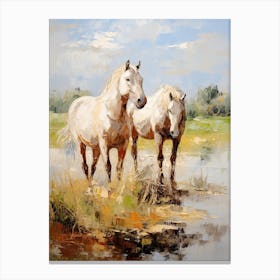 Horses Painting In Corsica, France 3 Canvas Print