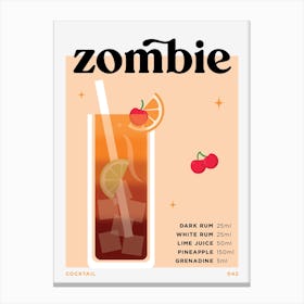 Zombie in Peach Cocktail Recipe Canvas Print