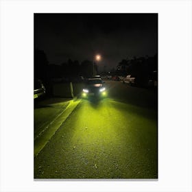 Car Headlights At Night Canvas Print