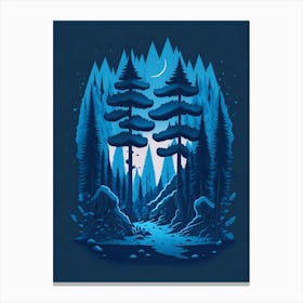 A Fantasy Forest At Night In Blue Theme 72 Canvas Print