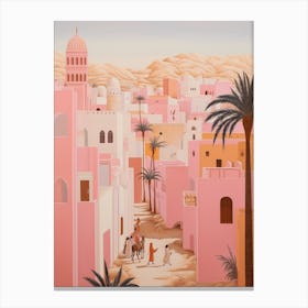 Djerba Tunisia 2 Vintage Pink Travel Illustration Canvas Print