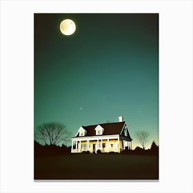 Haunting House At Night Canvas Print