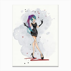 Anime Girl In Black Dress Canvas Print