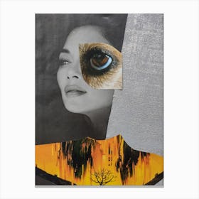 Living Room Wall Art, Eye of the Tiger Collage Canvas Print