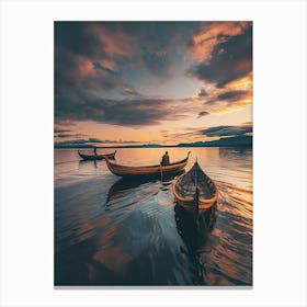 Two Boats At Sunset Canvas Print