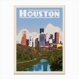 Houston Skyline Texas Travel Poster Canvas Print