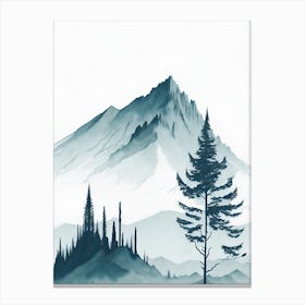 Mountain And Forest In Minimalist Watercolor Vertical Composition 107 Canvas Print