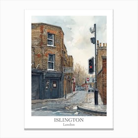 Islington London Borough   Street Watercolour 4 Poster Canvas Print
