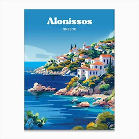 Alonissos Greece Island Digital Travel Illustration Canvas Print