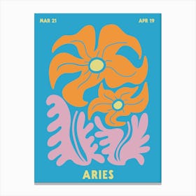 Aries Print Zodiac Poster Astrology Wall Decor Flower Market Botanical Canvas Print