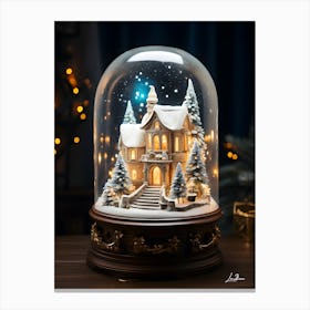 Christmas House In A Snow Globe Canvas Print