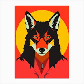 Red Wolf Art Nouveau 1 Canvas Print