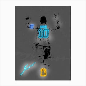 Lionel Messi Neon Signature Canvas Print