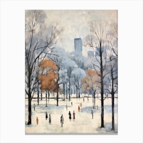 Winter City Park Painting Yoyogi Park Tokyo 3 Canvas Print
