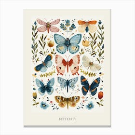 Colourful Insect Illustration Butterfly 19 Poster Canvas Print