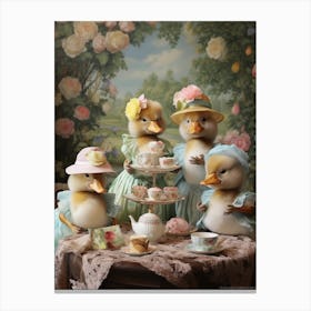 Afternoon Tea Duckling Painting 1 Canvas Print
