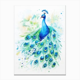 Peacock Watercolor Painting 4 Canvas Print