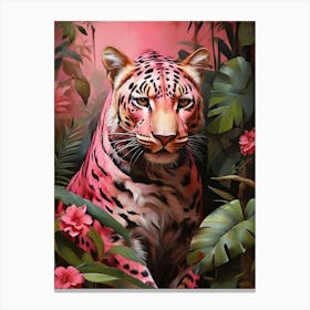 Pink Leopard In The Jungle art print Canvas Print