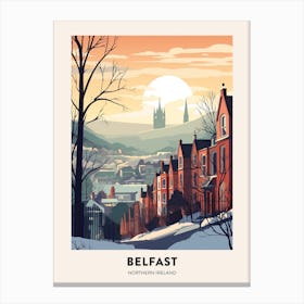 Vintage Winter Travel Poster Belfast Northern Ireland Canvas Print