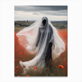 Ghost In The Poppy Fields Painting (17) Canvas Print