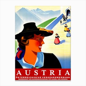 Traditional Austria, Vintage Travel Poster Canvas Print