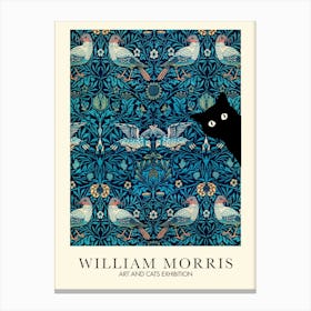 William Morris Peekaboo Cat Cray Bird Textiles Botanical Canvas Print