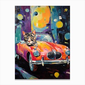 Alfa Romeo Spider Vintage Car With A Cat, Matisse Style Painting 0 Canvas Print