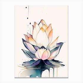 Giant Lotus Minimal Watercolour 1 Canvas Print