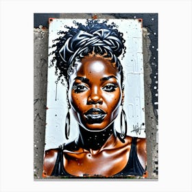 Graffiti Mural Of Beautiful Black Woman 307 Canvas Print