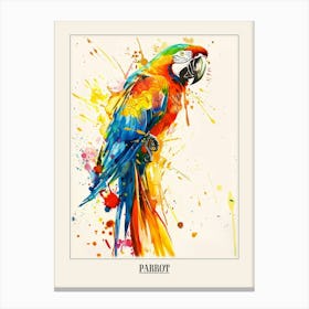 Parrot Colourful Watercolour 4 Poster Canvas Print