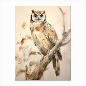 Storybook Animal Watercolour Owl 2 Canvas Print